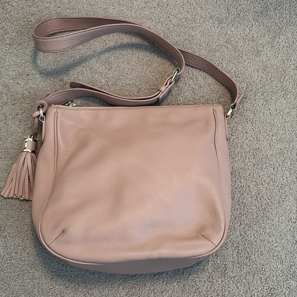 Talbots Blush Pink Leather Shoulder Bag with Adjustable Strap